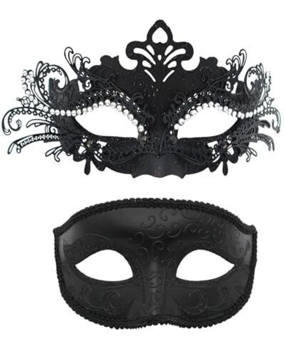 2996 Black Couples Masquerade Mask Set - Venetian Masks Mardi Gras Mask